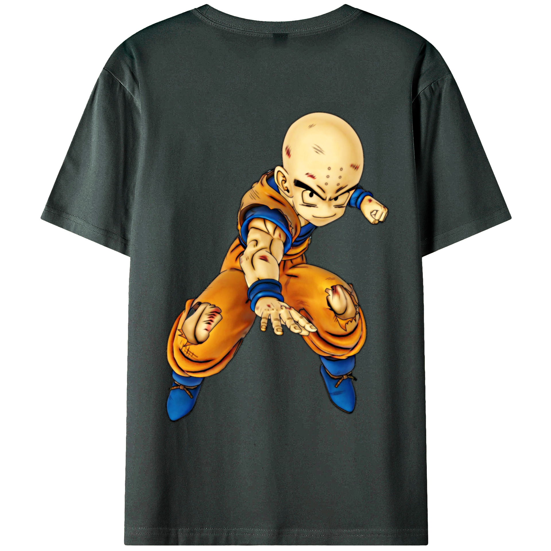 （画像用） ドラゴンボール クリリン DRAGON BALL krillin 綿100％ メンズ半袖Tシャツ（バックプリント） 通気性